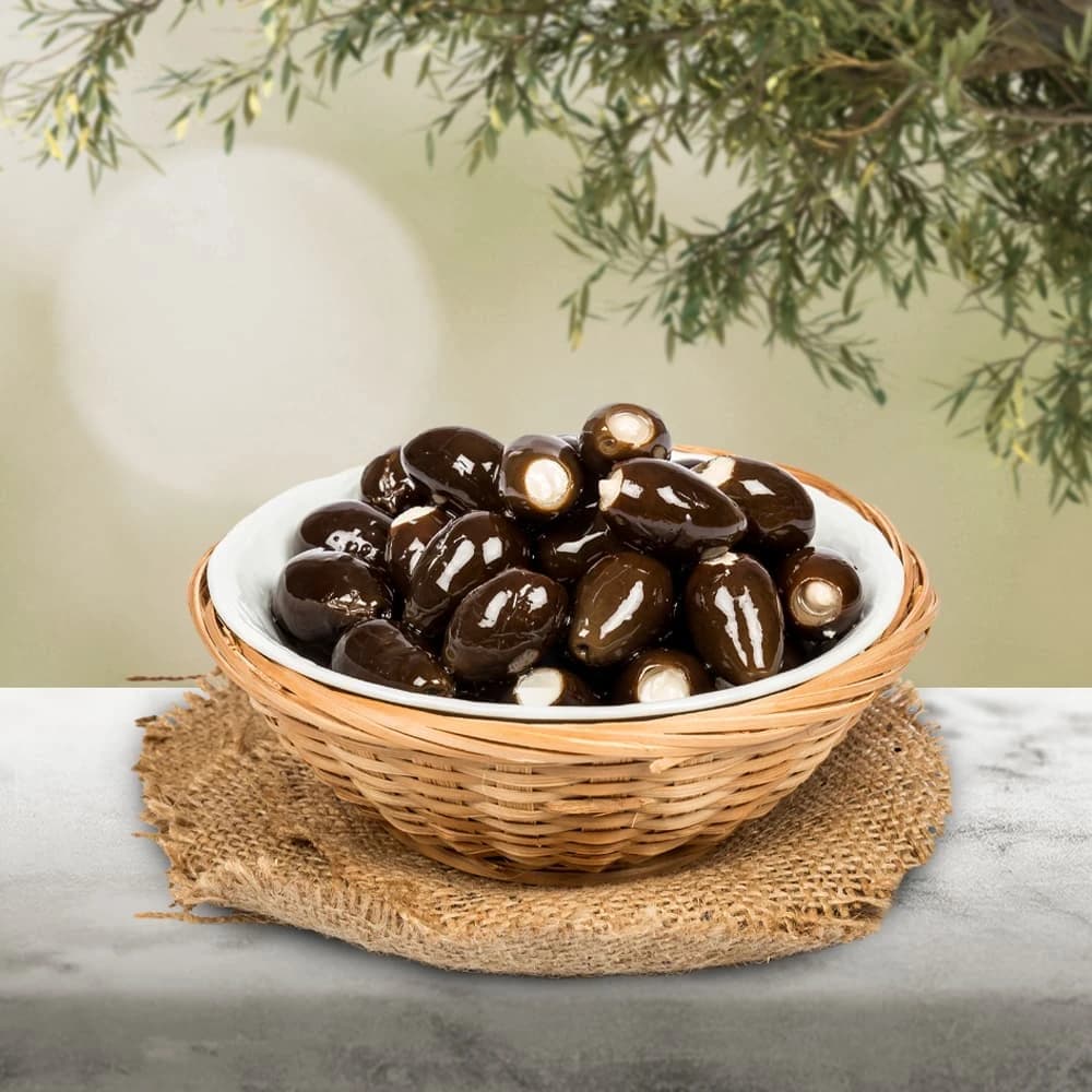 Sosero Peynir Dolgulu Siyah Zeytin 1250 gr Tabak ürünü