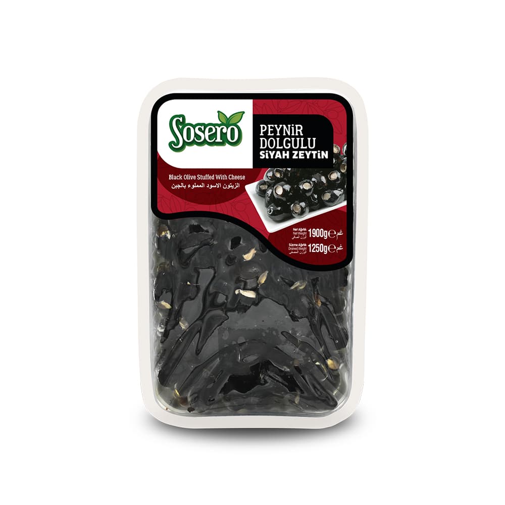 Sosero Peynir Dolgulu Siyah Zeytin 1250 gr Tabak ürünü