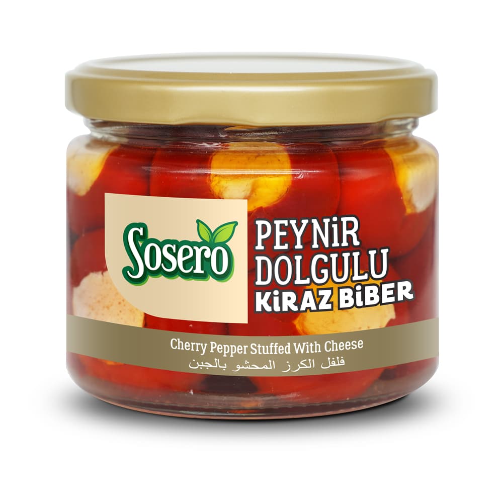 Sosero Peynir Dolgulu Kiraz Biber 290 gr Cam Kavanoz ürünü