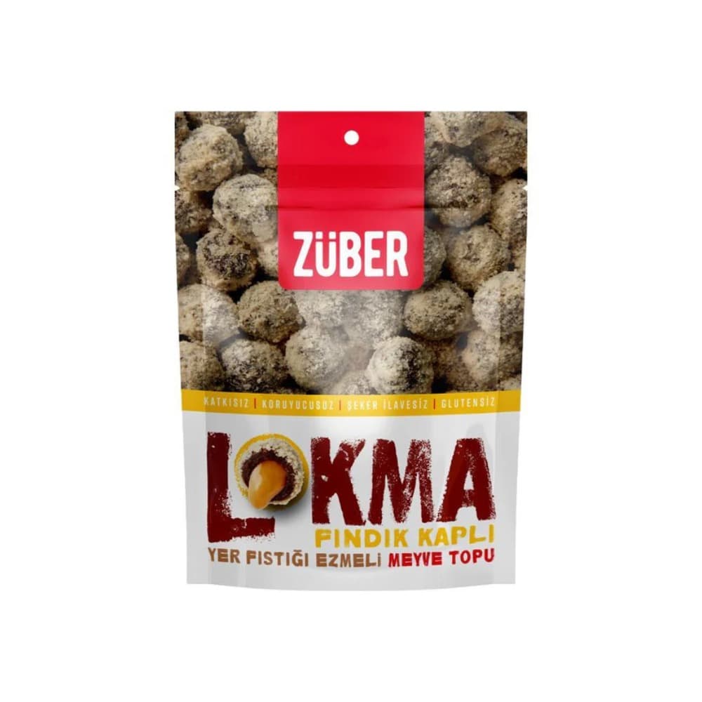 Züber Lokma Fındık Kaplı Yer Fıstığı Ezmeli Meyve Topu 96 gr ürünü
