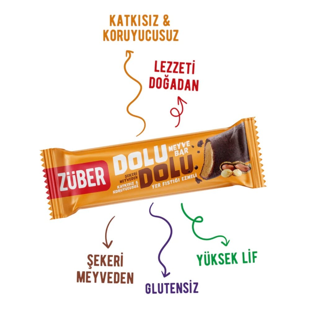 Züber Dolu Dolu Yer Fıstığı Ezmeli Meyve Bar 30 gr ürünü