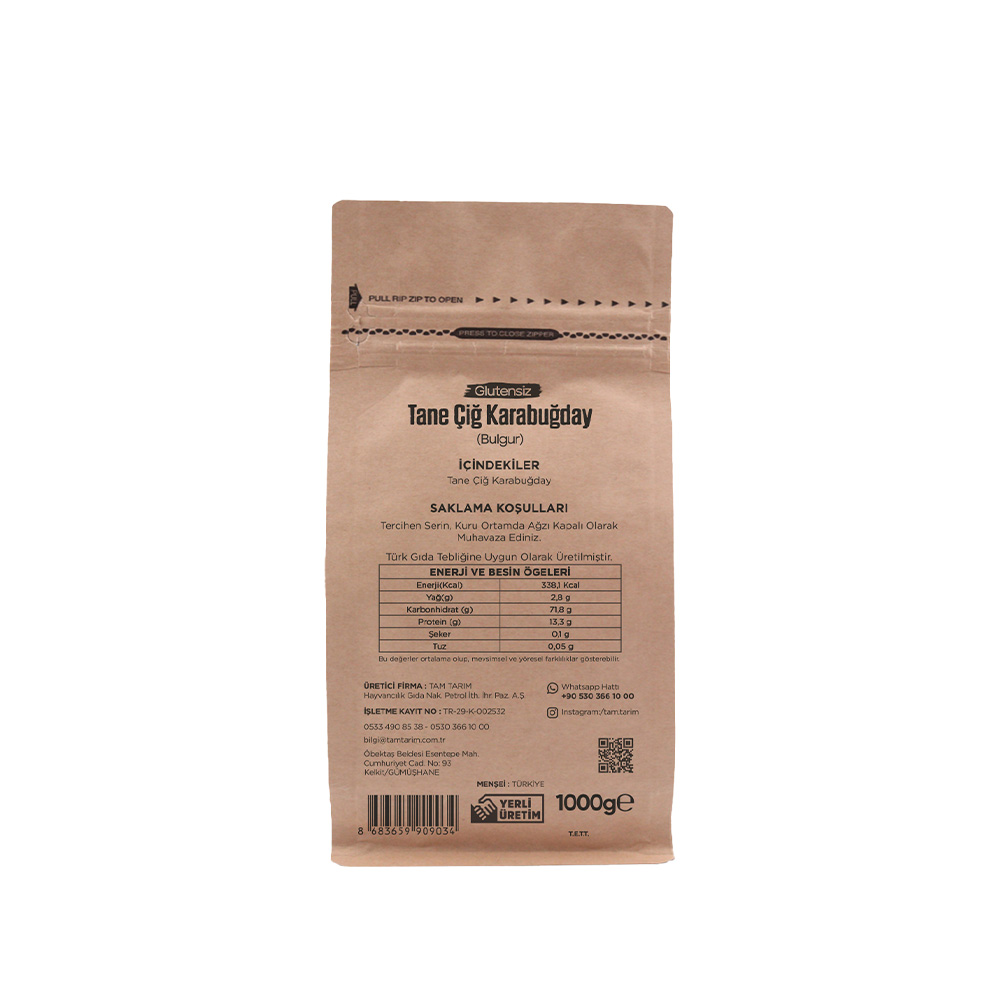 Tam Tarım Glutensiz Tane Çiğ Karabuğday 1000 gr ürünü