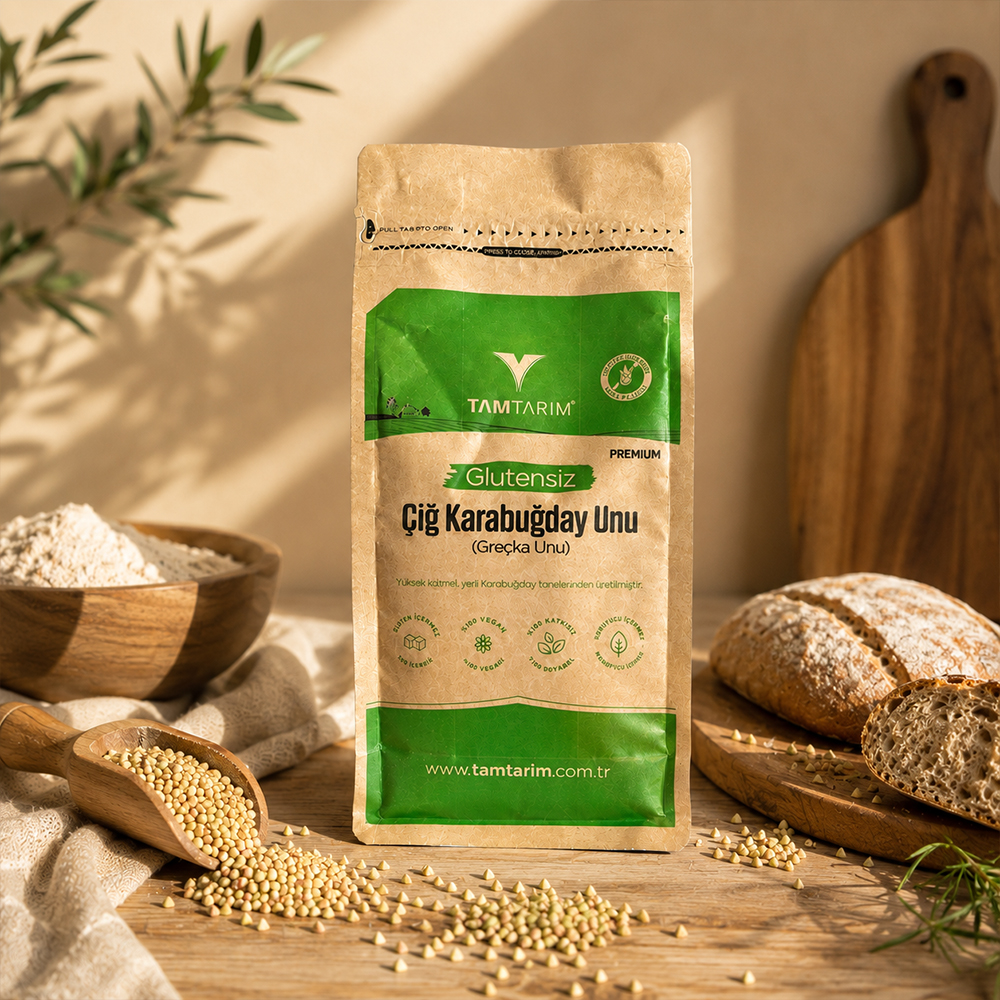 Tam Tarım Glutensiz Çiğ Karabuğday Unu 1000 gr ürünü