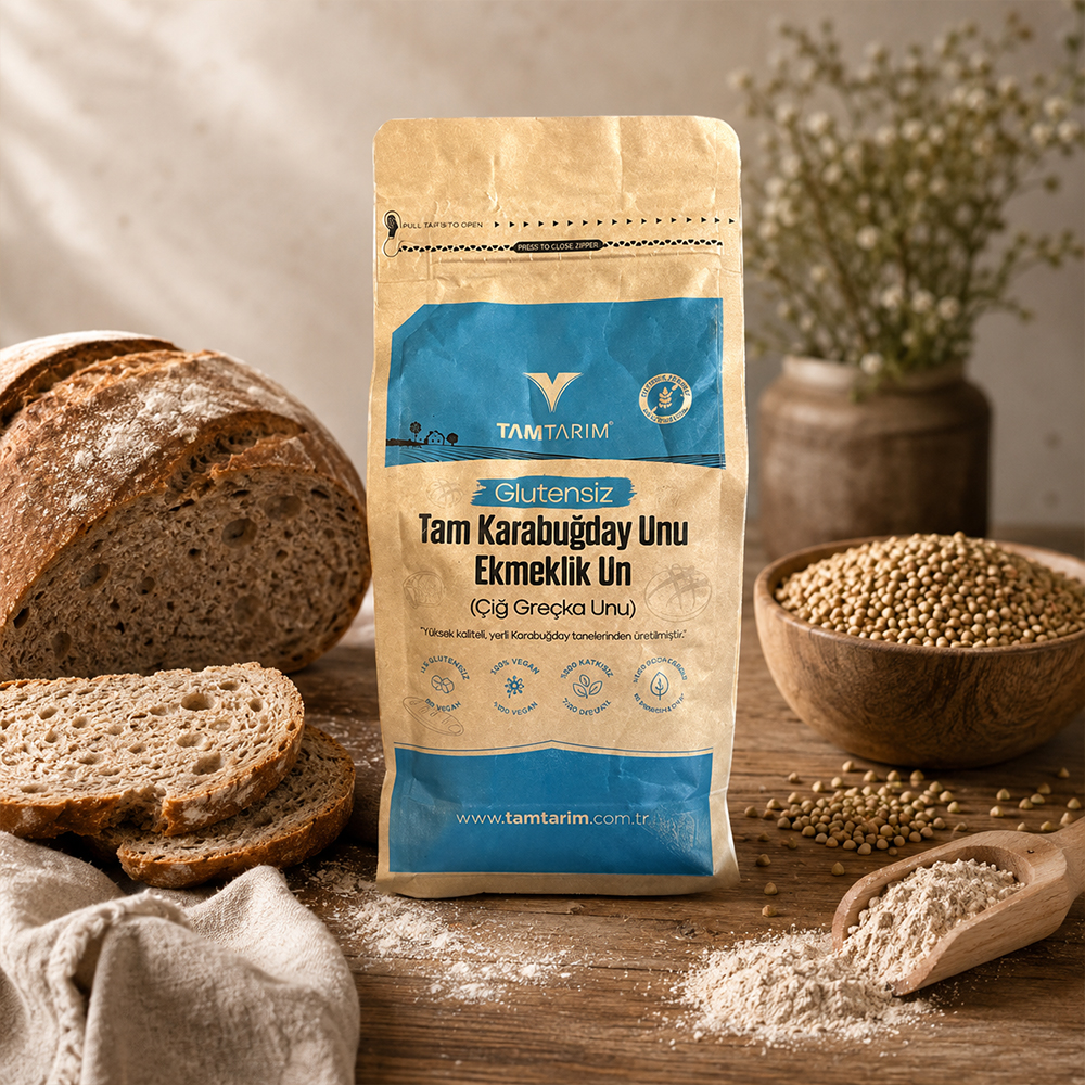 Tam Tarım Glutensiz Tam Karabuğday Unu 1000 gr ürünü