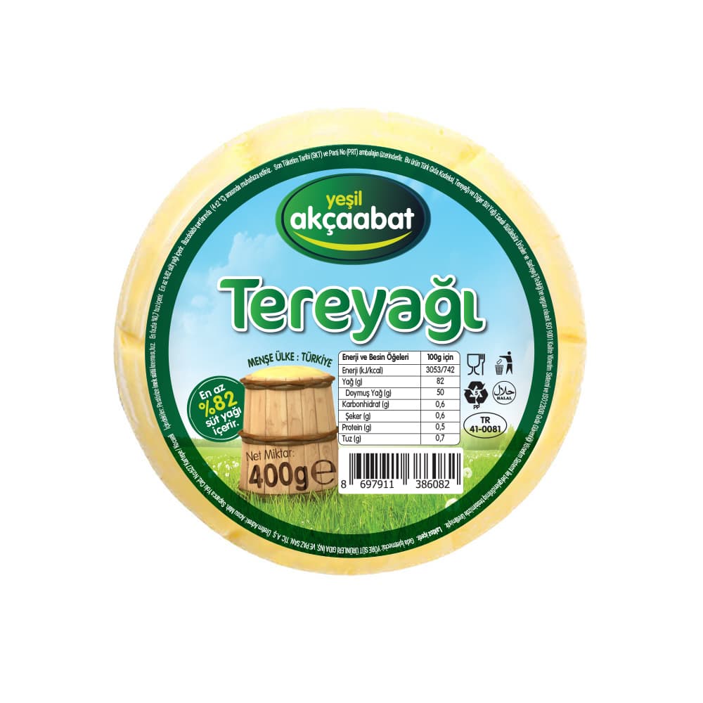 Yeşil Akçaabat Trabzon Tereyağı Tuzsuz 400 gr ürünü