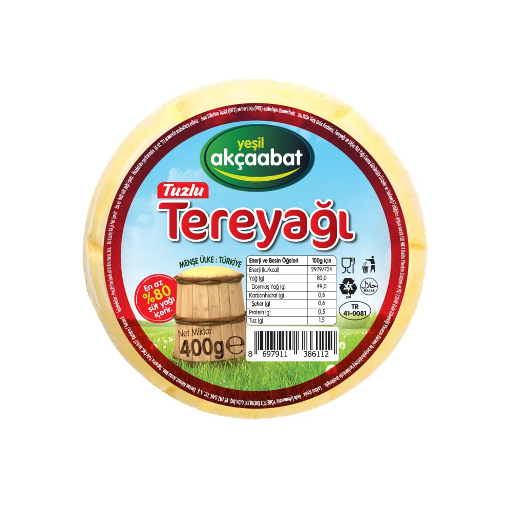 Yeşil Akçaabat Trabzon Tereyağı Tuzlu 400 gr ürünü